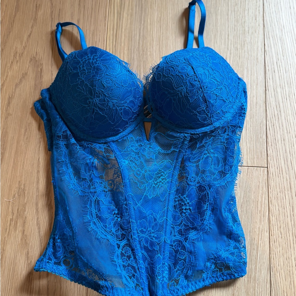 Victoria's Secret Blue Lace Push-Up Corset- Size Small